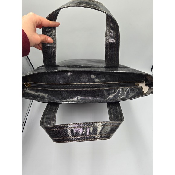 Marc Jacobs Tote Bag Black Denim Metallic Logo Collaboration - Picture 8 of 9